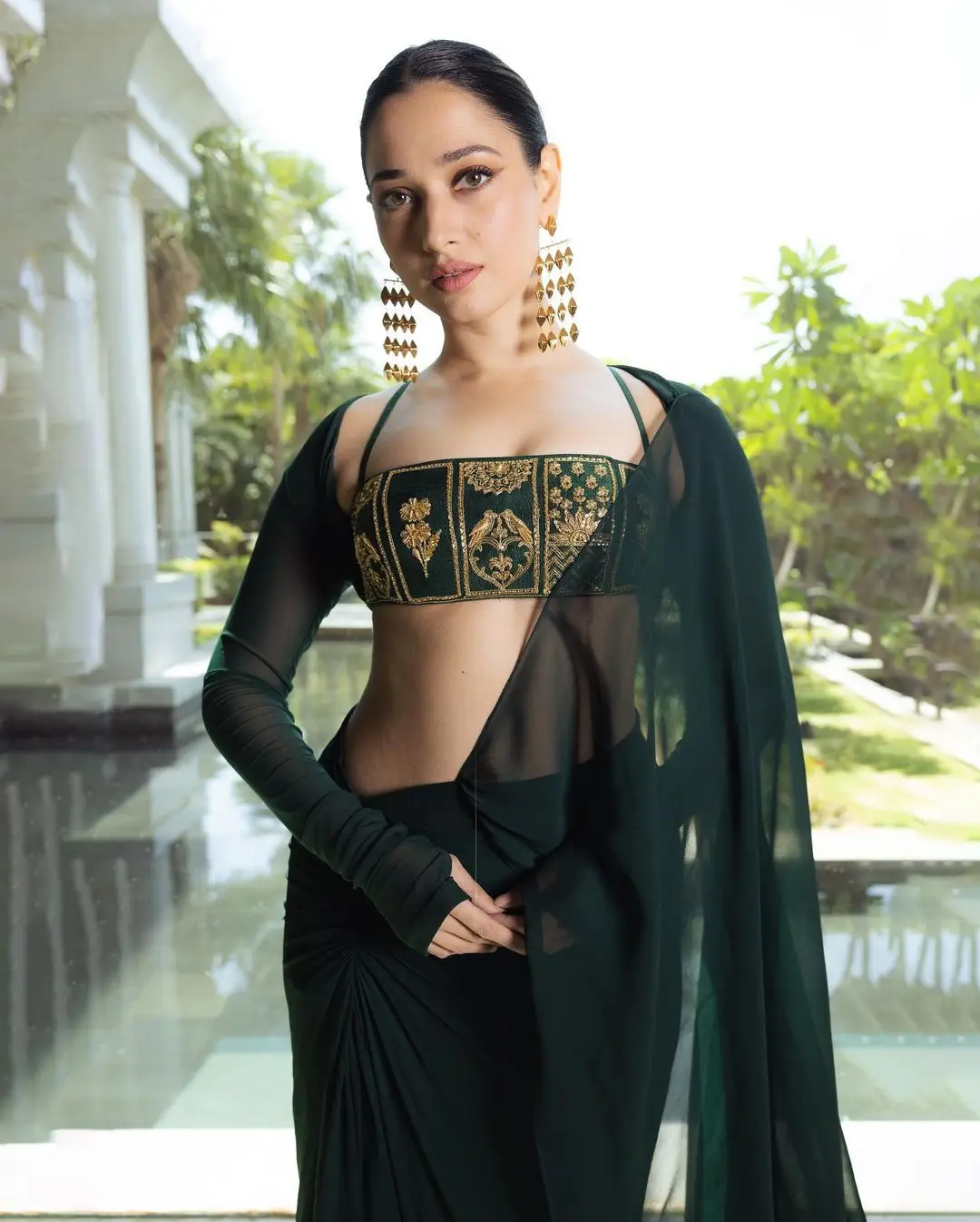 Bollywood Actress Tamanna Bhatia Stills In Green Gown